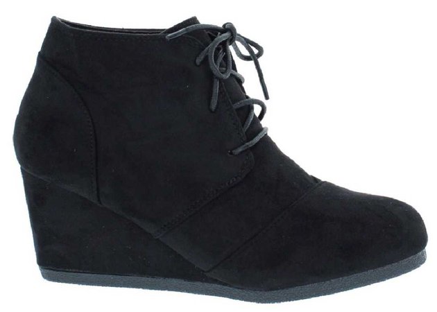 Black Lace Up Wedge Bootie