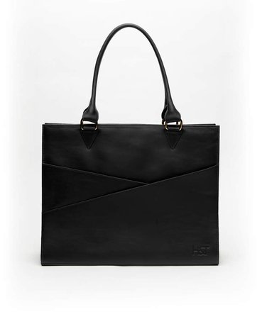 Holly & Tanager Confidante Structured Leather Tote In Black