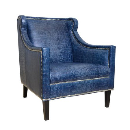 Pasargad Blue Leather Armchair | Chairish