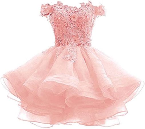 Amazon.com: ANGELA Women's Off The Shoulder Organza Short Prom Homecoming Dresses Blush6 : Clothing, Shoes & Jewelry