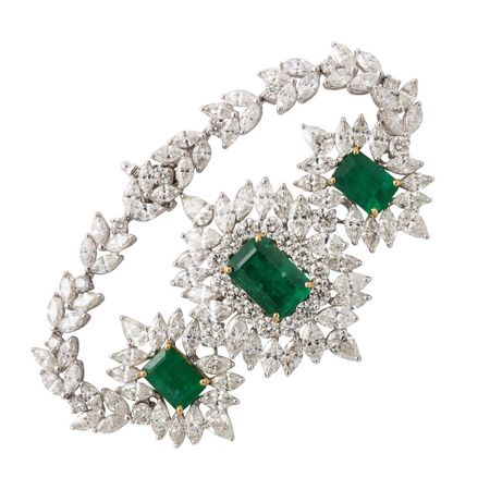 Emerald and Diamond Bracelet For Sale at 1stDibs