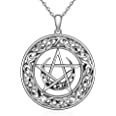 Amazon.com: Sterling Silver Pentacle Pentagram Necklace Wicca Vintage Celtic Star Moon Necklaces for Women Crescent Moon Pendant Goddess Witch : Clothing, Shoes & Jewelry