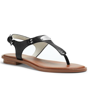 Michael Kors MK Plate Flat Thong Sandals & Reviews - Sandals & Flip Flops - Shoes - Macy's black