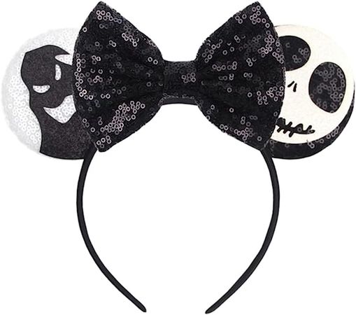 Amazon.com: CLGIFT Halloween Minnie Ears, Orange Minnie Ears, Black Mickey Ears Headband, Halloween Costume (Ghost Jack) : Clothing, Shoes & Jewelry
