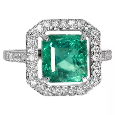 IGI 14K 3.25 Ct Emerald&Diamonds Antique Art Deco Style Engagement Ring For Sale at 1stDibs | nrp rings