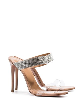 Aquazzura powder pink Spritz 105 crystal embellished leather mules $491 - Buy Online SS19 - Quick Shipping, Price