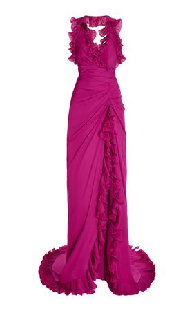 Ruffled Silk-Georgette Gown By Oscar De La Renta | Moda Operandi