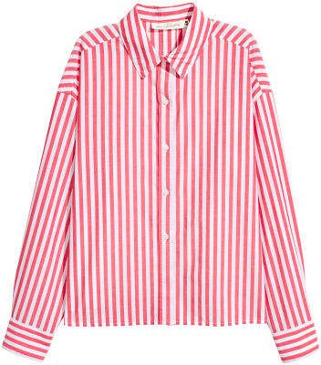 Wide-cut Cotton Shirt - Red