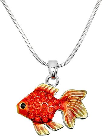 Amazon.com: DianaL Boutique Enameled Goldfish Pendant Necklace 17" Chain Fish Fashion Jewelry: Clothing