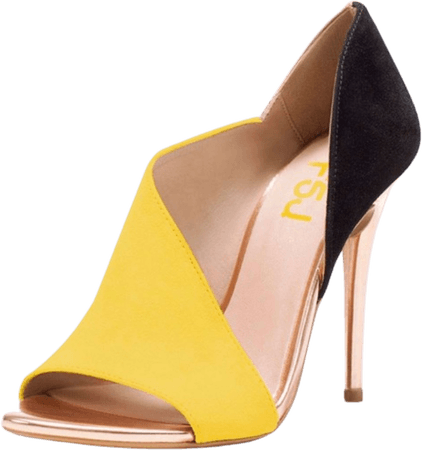 black and yellow heel