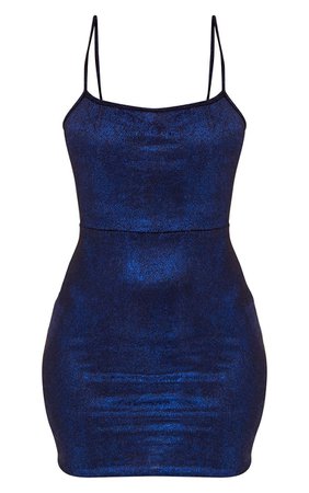 Blue Glitter Metallic Tie Back Bodycon Dress | PrettyLittleThing USA