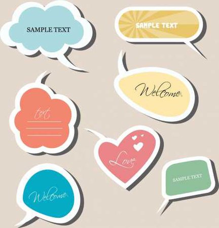 Speech bauble stickers collection various colored flat decor vectors stock in format for free download 2.57MB