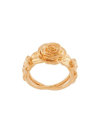 Shop gold Versace Rose embossed ring with Express Delivery - Farfetch