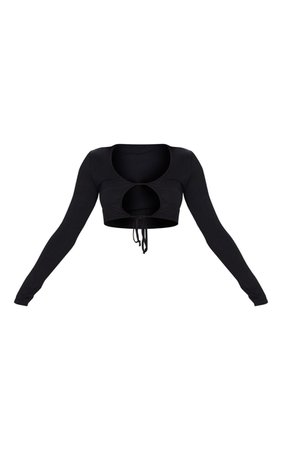 Black Jersey Keyhole Tie Crop Top | Tops | PrettyLittleThing
