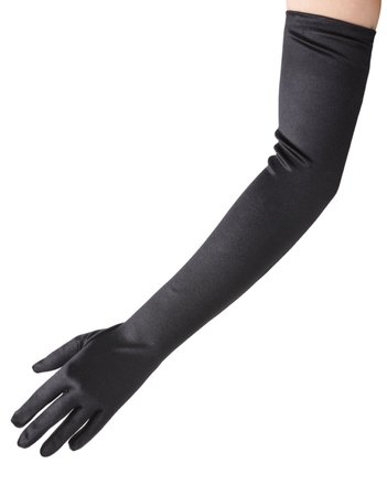 long satin black gloves