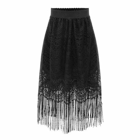 Gothic Lace & Tassel Midi Skirt – ROCK 'N DOLL