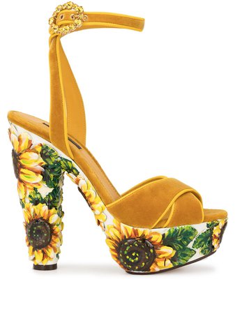 Dolce & Gabbana sunflower print platform sandals