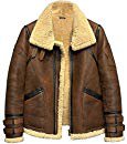 Men's Shearling Jacket B3 Flight Jacket Fur Leather Jacket Imported Wool from Australia Men's Sheepskin Aviator Coat at Amazon Men’s Clothing store: