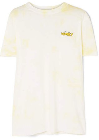 Verbena Embroidered Tie-dyed Cotton-jersey T-shirt - Yellow