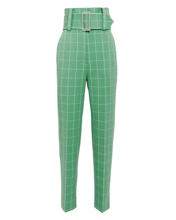 Green Wide Check Pants