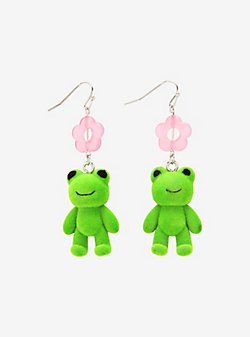 Frog & Flower Drop Earrings