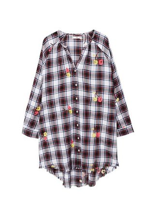 MANGO Embroidered checked shirt