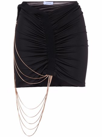 Mugler chain-embellished Ruched Mini Skirt - Farfetch