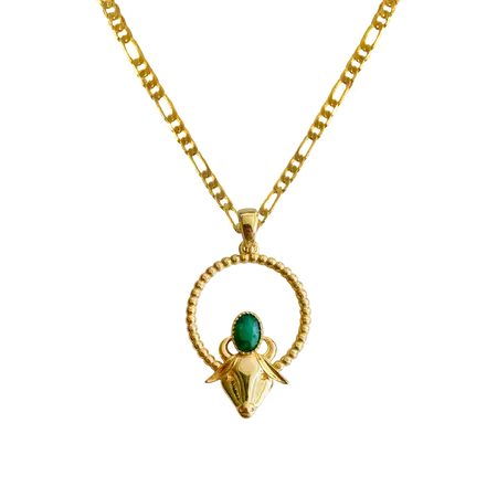 Gold Taurus Zodiac Emerald Quartz Green Necklace Gem Mountain Moon – Mountain & Moon