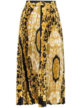 Versace Baroque-print Pleat Skirt - Farfetch