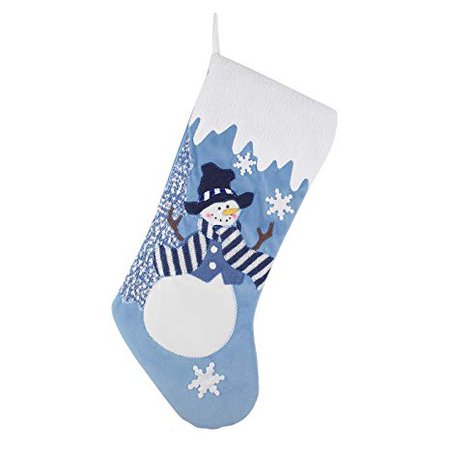 Amazon.com: Conjunto de 3 de azul y blanco nieve 20 inch terciopelo medias elegante patrón para regalo de Navidad de Navidad, Papá Noel, muñeco de nieve: Home & Kitchen
