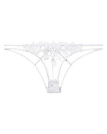 Lyst - Fleur Du Mal Lily Lace Cheeky Thong in Gray