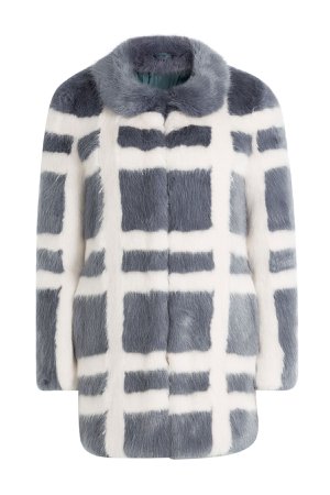 Plaid Faux Fur Coat Gr. UK 12