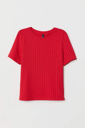 Ribbed T-shirt - Red