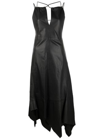 Acne Studios Asymmetric Leather Midi Dress - Farfetch