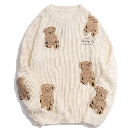 Aelfric Eden Vintage Bear Jacquard Pattern Knitted Sweater – Aelfric eden