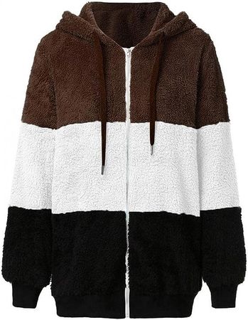 UOCUFY Sweaters for Women Casual Fuzzy Sweatshirt Faux Fleece Zip Pullover Hoodies Coat Outwear Fall Winter at Amazon Women’s Clothing store
