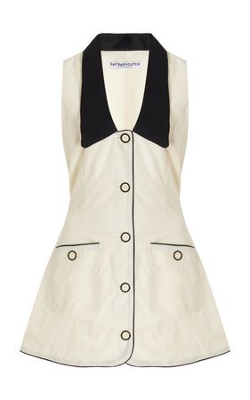 Adrienna Linen-Trimmed Cotton-Blend Tuxedo Mini Dress By Fait Par Foutch | Moda Operandi