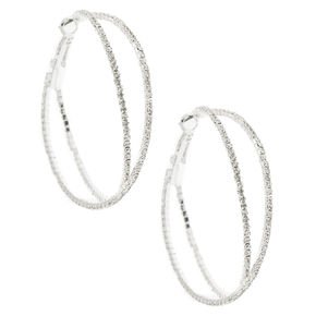 Silver 25MM Laser Cut Hoop Earrings | Claire's US