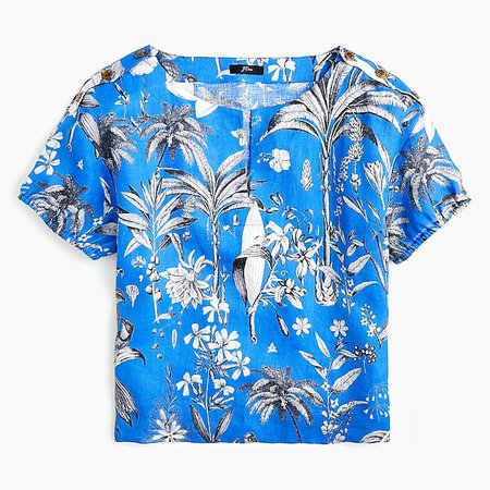 Open V-neck top in linen Ratti® tropical toile : Women blouse | J.Crew