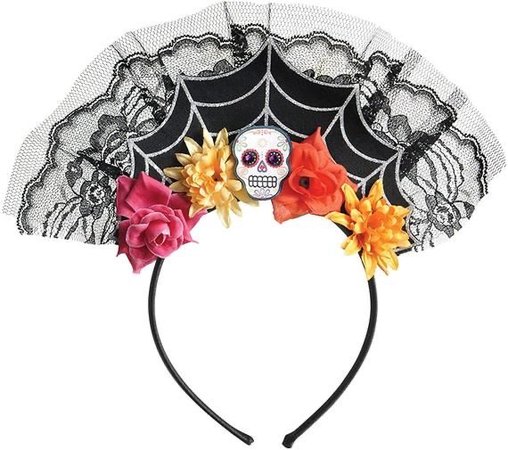 Fiesta Party Day of the Dead Spiderweb Headband