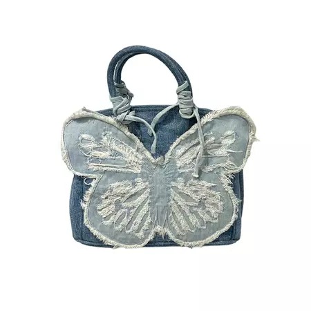Y2K Aesthetic Denim Butterfly Handbag | Boogzel Clothing