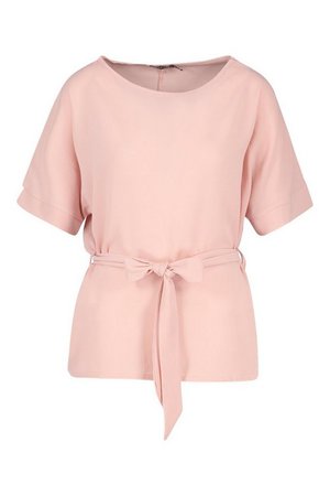 Belted Woven Blouse | Boohoo