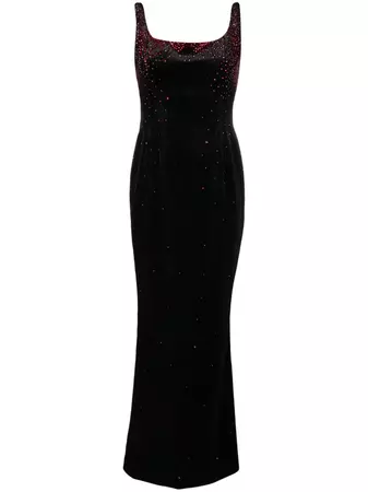 JEAN-LOUIS SABAJI gemstone-embroidered Velvet Maxi Dress - Farfetch