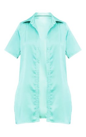 Mint Satin Short Sleeve Shirt | Co-Ords | PrettyLittleThing