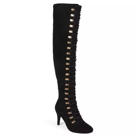Journee Collection Womens Trill Round Toe Over The Knee Boots Black 6 : Target