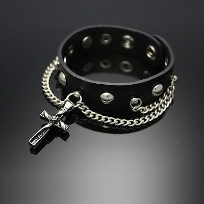 Gothic Punk Rock Emo Cross Chain Bracelet Wristband AH | eBay