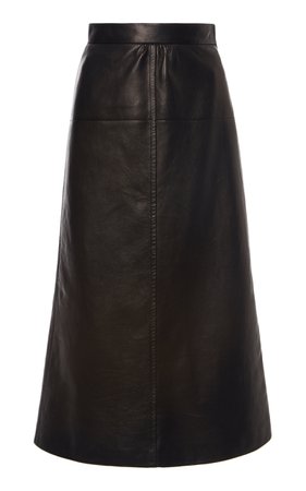Prada Seamed Leather Midi Skirt Size: 50