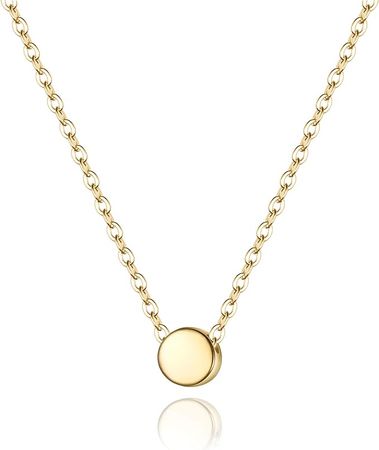 BriLove 925 Sterling Silver Tiny Dot Necklace Round Circle Pendant Choker Necklace for Women 14K Gold-Toned : Clothing, Shoes & Jewelry