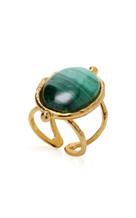 Grande Ovale 22k Gold-Plated Malachite Ring By Sylvia Toledano | Moda Operandi