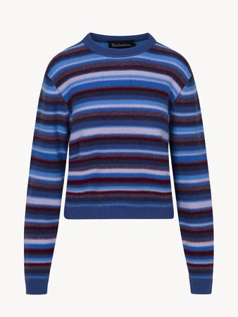 The Ani Sweater | Blue Striped Cashmere Wool Knit Jumper | Réalisation Par UK